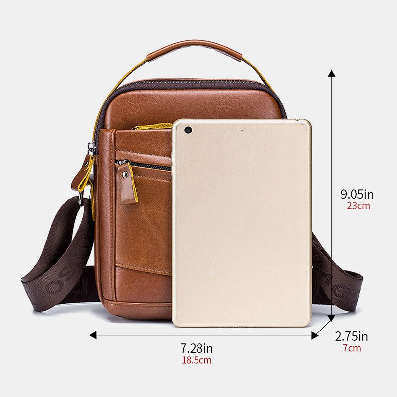 Menn Førstelags Kuskinn Anti-tyveri Crossbody-vesker Multifunksjonell Slitebestandig Messenger Bag-veske Med Stor Kapasitet