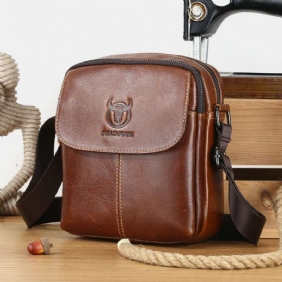 Menn Førstelags Kuskinn Multi-pocket Crossbody Veske Retro Stor Kapasitet Rygg Anti-theft Pocket Skulderveske