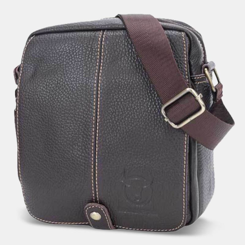 Menn Førstelags Kuskinn Multi-pocket Crossbody Veske Retro Stor Kapasitet Rygg Anti-theft Pocket Skulderveske