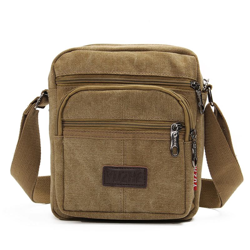 Menn Fritids Retro Canvas Skuldervesker Multi Pocket Crossbody Vesker