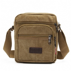 Menn Fritids Retro Canvas Skuldervesker Multi Pocket Crossbody Vesker