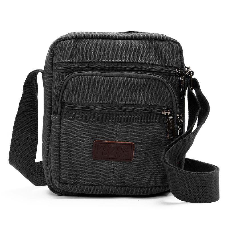 Menn Fritids Retro Canvas Skuldervesker Multi Pocket Crossbody Vesker