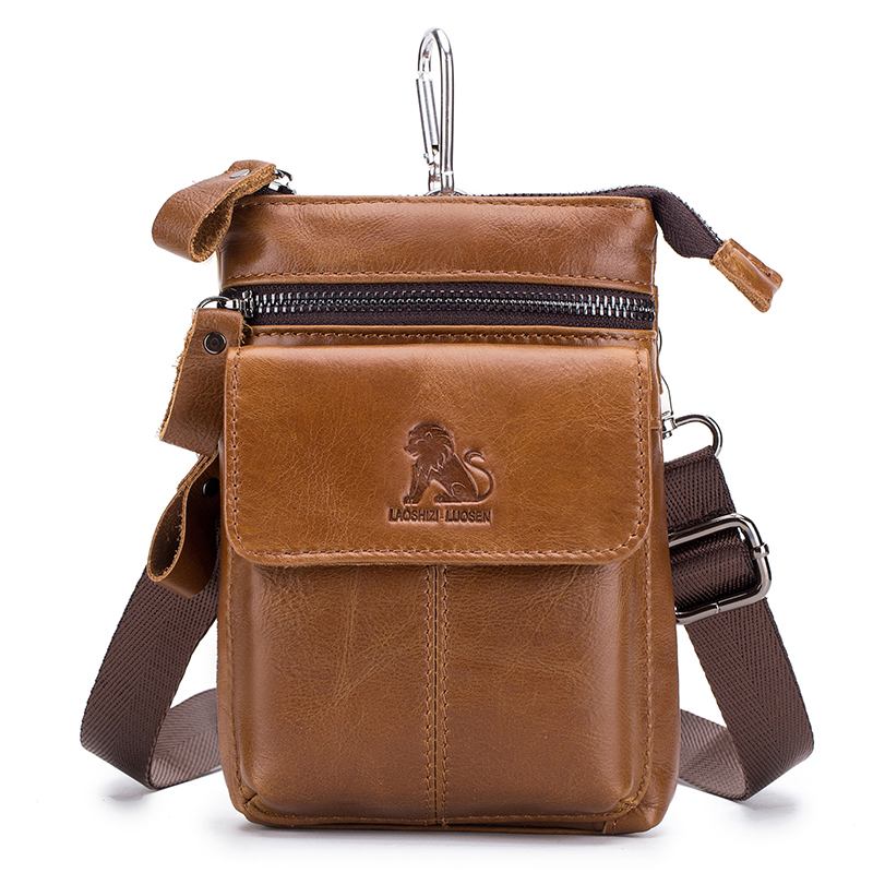 Menn Genuine Leather Multi-carry Crossbody Veske Kuskinnsveske