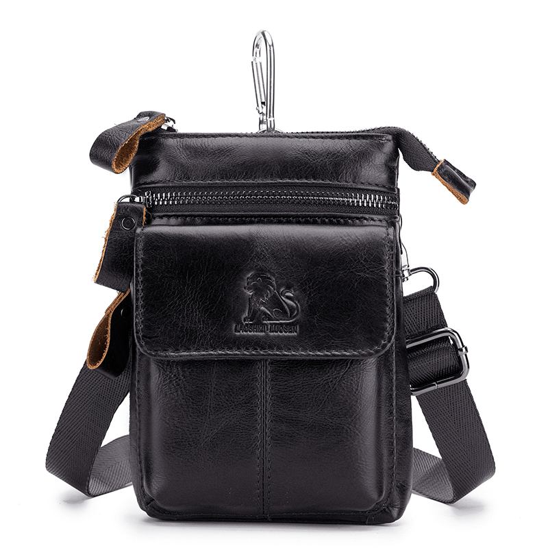 Menn Genuine Leather Multi-carry Crossbody Veske Kuskinnsveske