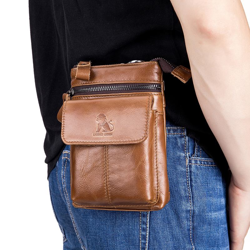 Menn Genuine Leather Multi-carry Crossbody Veske Kuskinnsveske