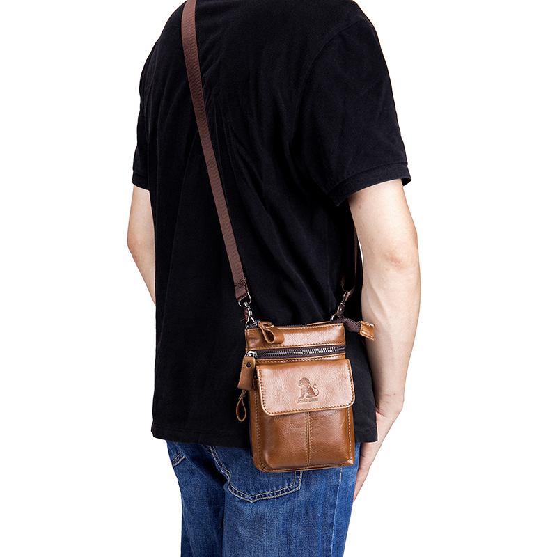 Menn Genuine Leather Multi-carry Crossbody Veske Kuskinnsveske