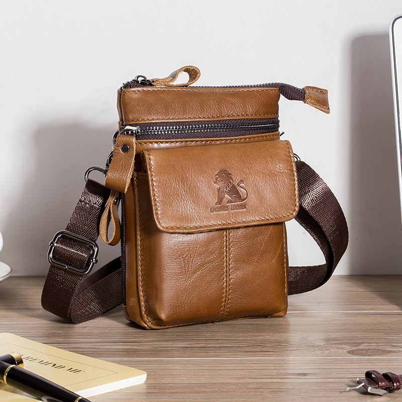 Menn Genuine Leather Multi-carry Crossbody Veske Kuskinnsveske