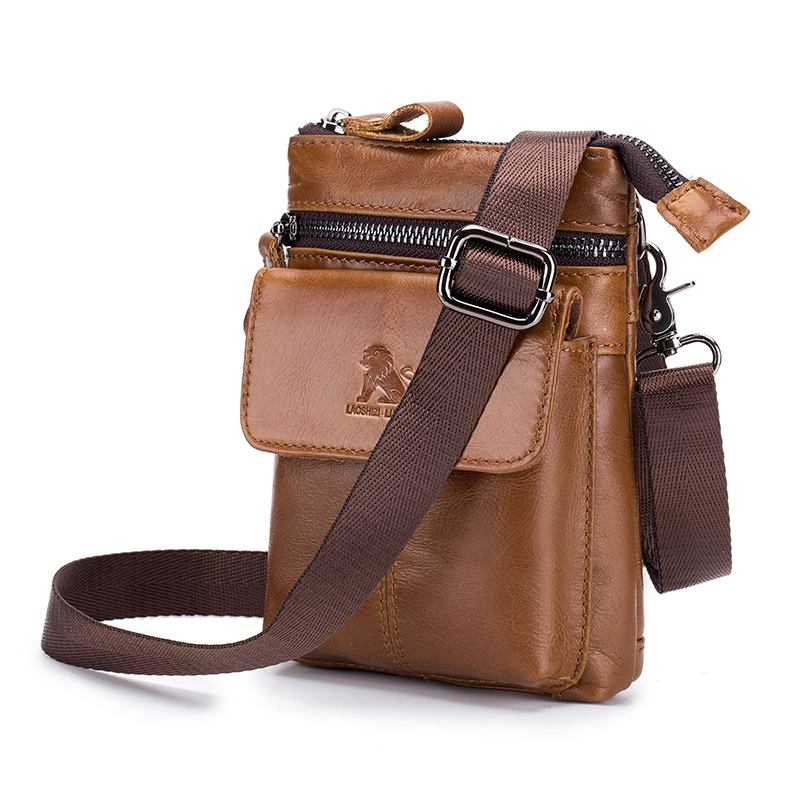 Menn Genuine Leather Multi-carry Crossbody Veske Kuskinnsveske