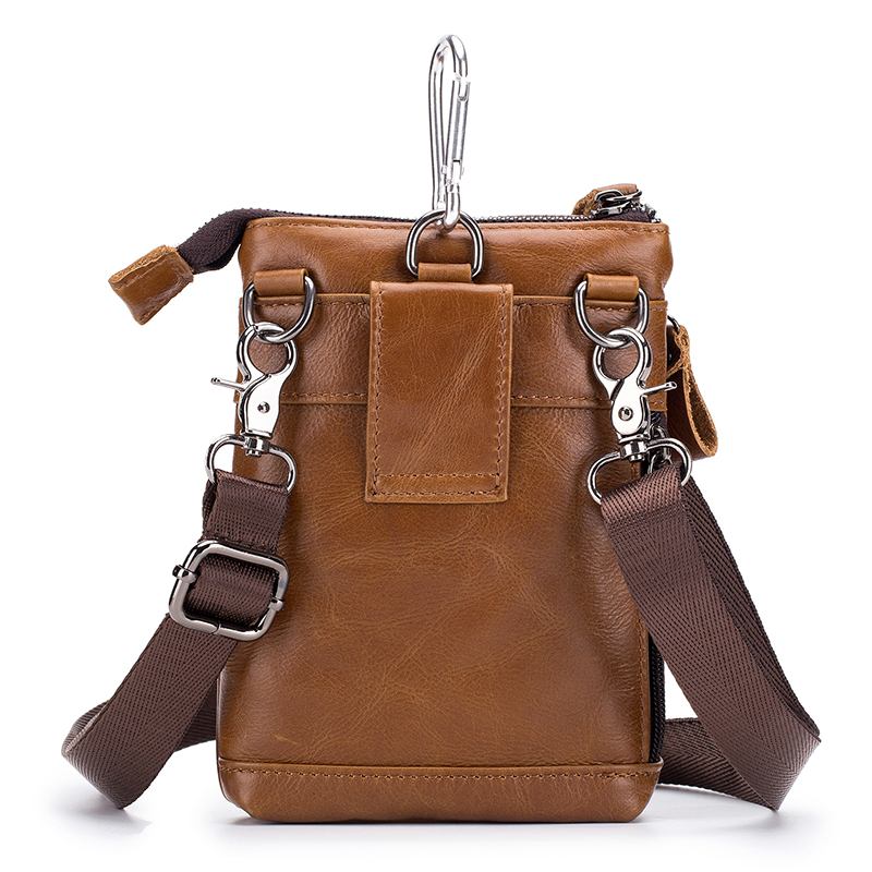 Menn Genuine Leather Multi-carry Crossbody Veske Kuskinnsveske