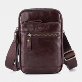 Menn Genuine Leather Multi-layer Crossbody Veske Midjebelteveske Skulderveske Telefonveske