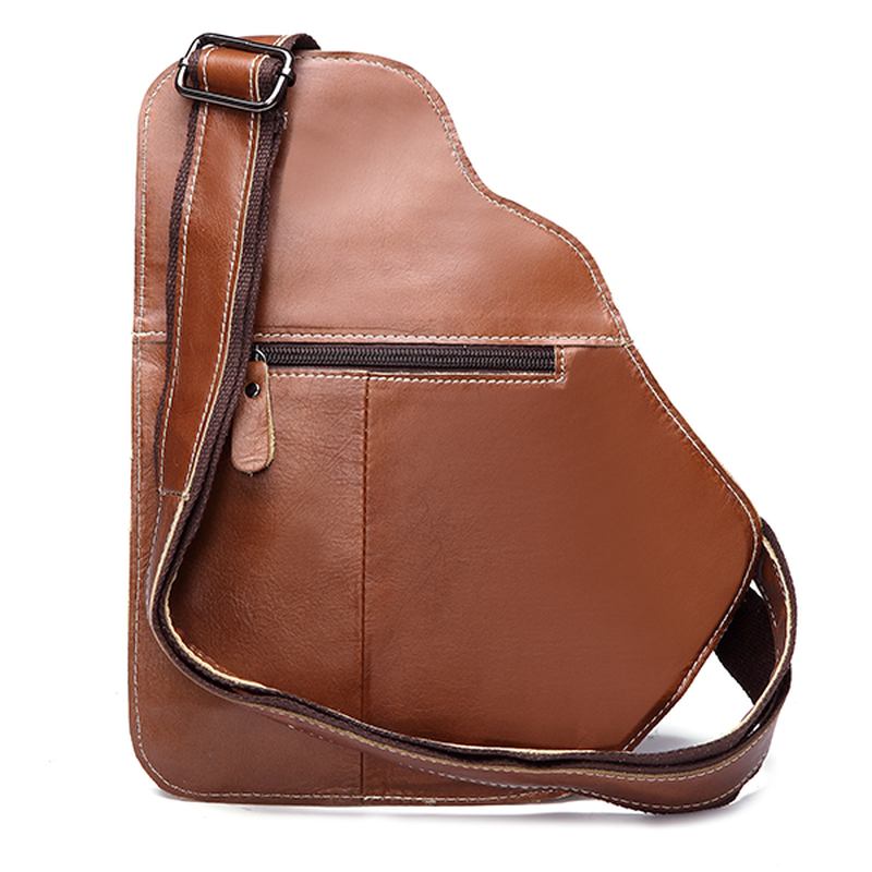 Menn Genuine Leather Sling Veske Business Fritids Outdoor Chest Crossbody Veske For Ipad Mini