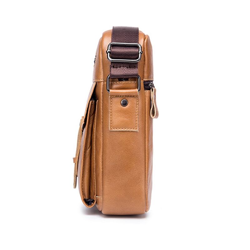 Menn Genuine Leather Solid Crossbody Veske Outdoor