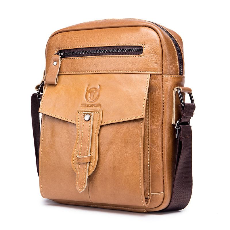 Menn Genuine Leather Solid Crossbody Veske Outdoor