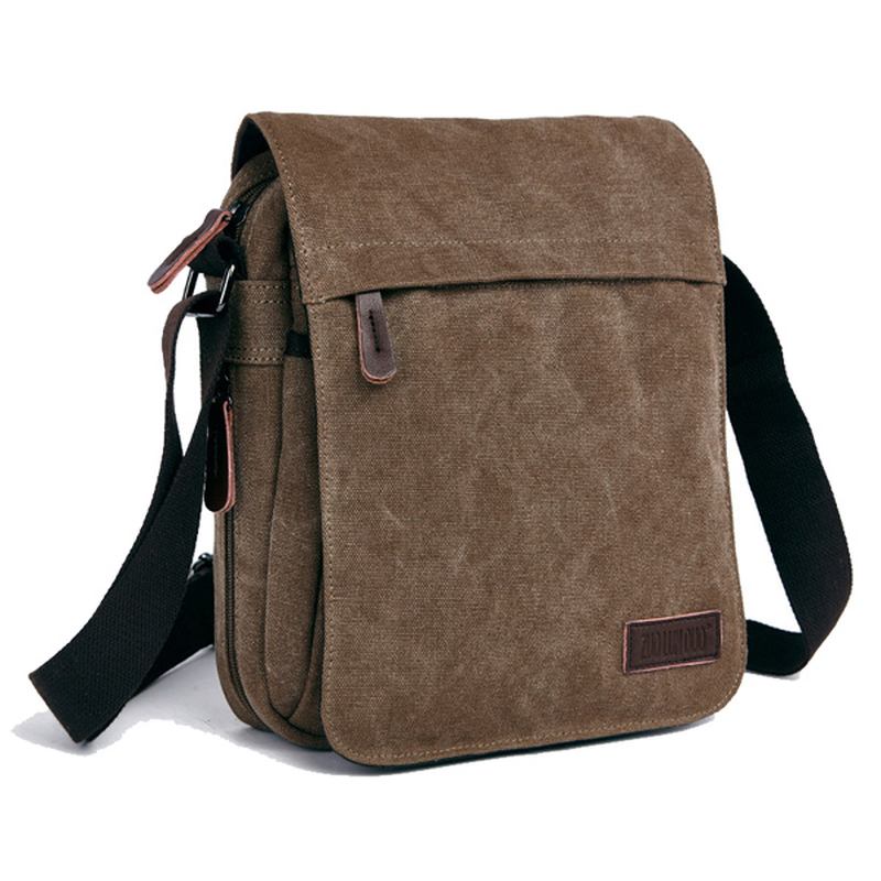 Menn Kvinner Canvas Fritid Multi Pocket Crossboby Veske Kapasitet Skulderveske