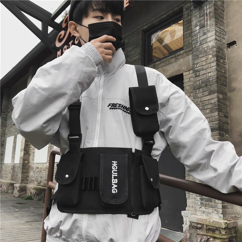 Menn Kvinner Hip-hop Brystveske Vest Veske Verktøyveske Tactical Bag