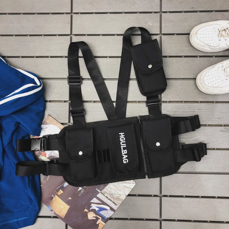 Menn Kvinner Hip-hop Brystveske Vest Veske Verktøyveske Tactical Bag