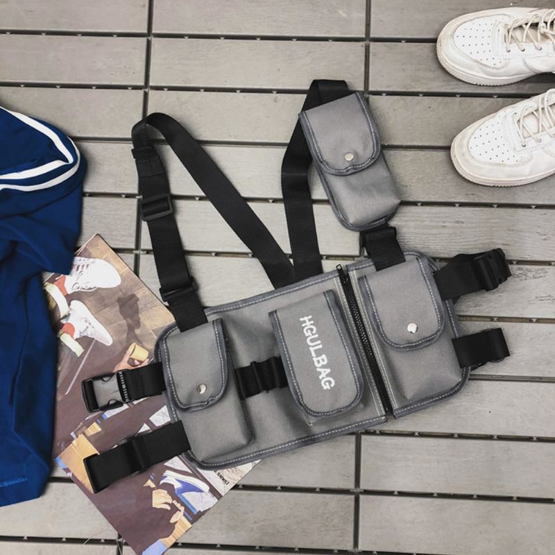 Menn Kvinner Hip-hop Brystveske Vest Veske Verktøyveske Tactical Bag