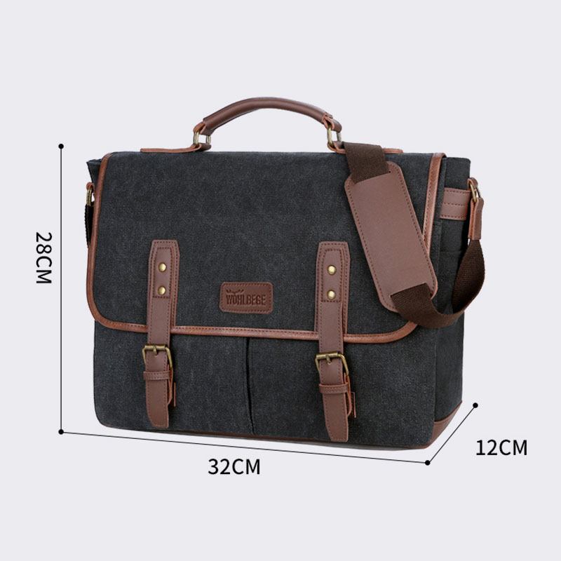 Menn Lerret Multi-lomme Slitasjebestandig Vintage Business Messenger Veske Laptop Veske Crossbody Veske Håndveske