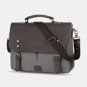 Menn Lerret Stor Kapasitet Deksel Glidelås Vintage Business Messenger Veske Laptop Veske Crossbody Veske Håndveske