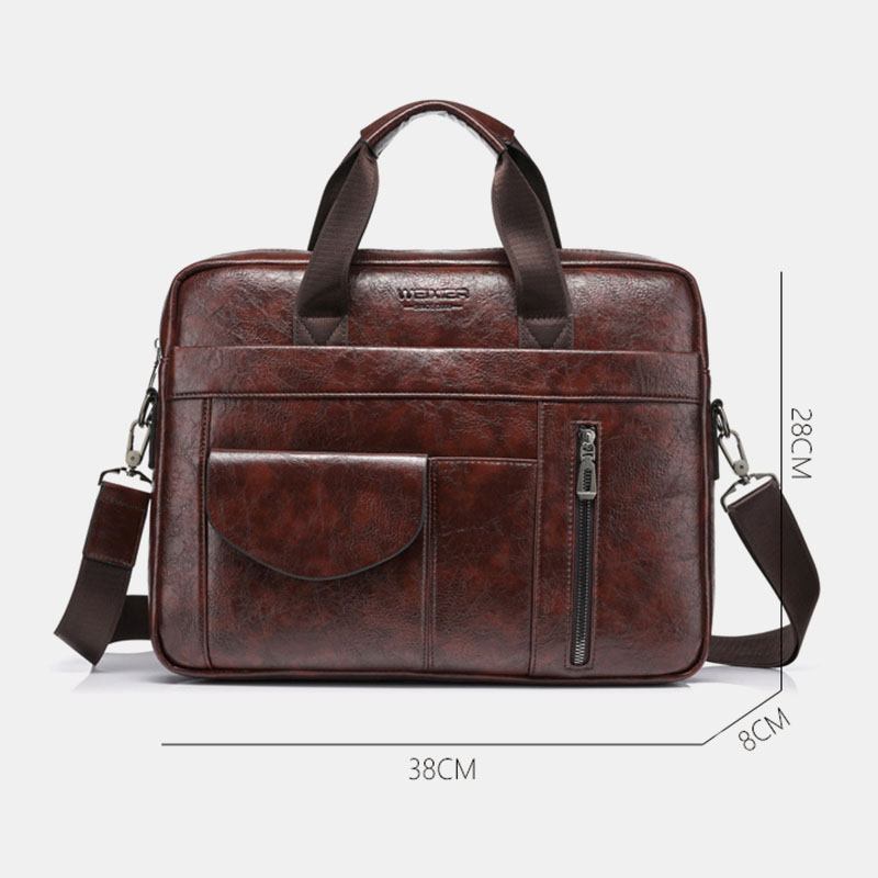 Menn Multi-pocket Anti-theft Crossbody Bags Stor Kapasitet Retro 13.3 Tommers Laptop Messenger Veske Koffert Skulderveske