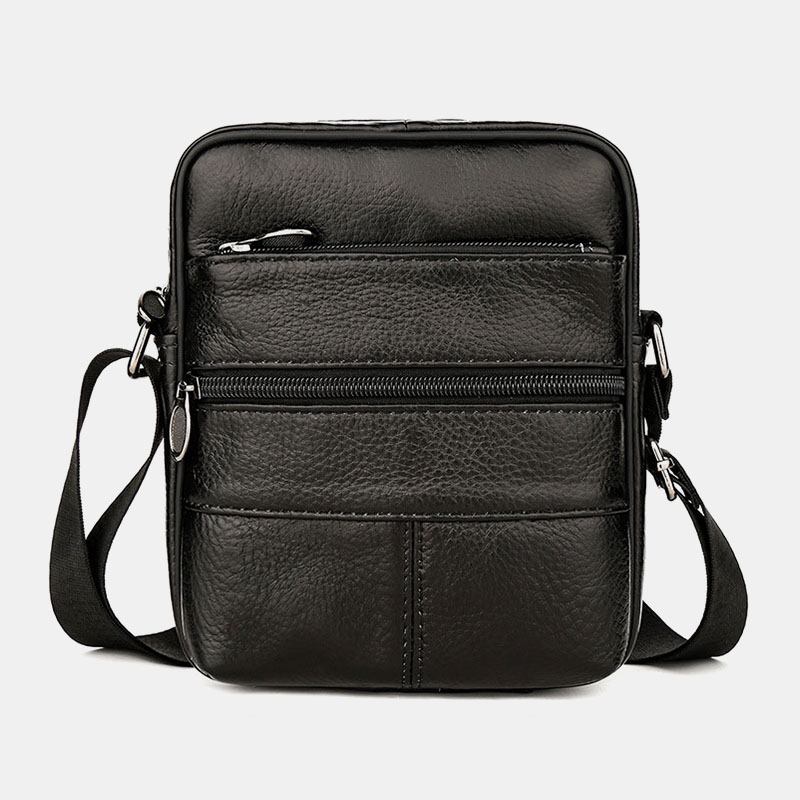 Menn Multi-pocket Anti-theft First Layer Kuskinn Crossbody Bags Retro Stor Kapasitet Lett 6.5 Tommers Phne Veske Messenger Veske Håndveske