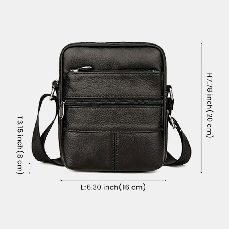 Menn Multi-pocket Anti-theft First Layer Kuskinn Crossbody Bags Retro Stor Kapasitet Lett 6.5 Tommers Phne Veske Messenger Veske Håndveske