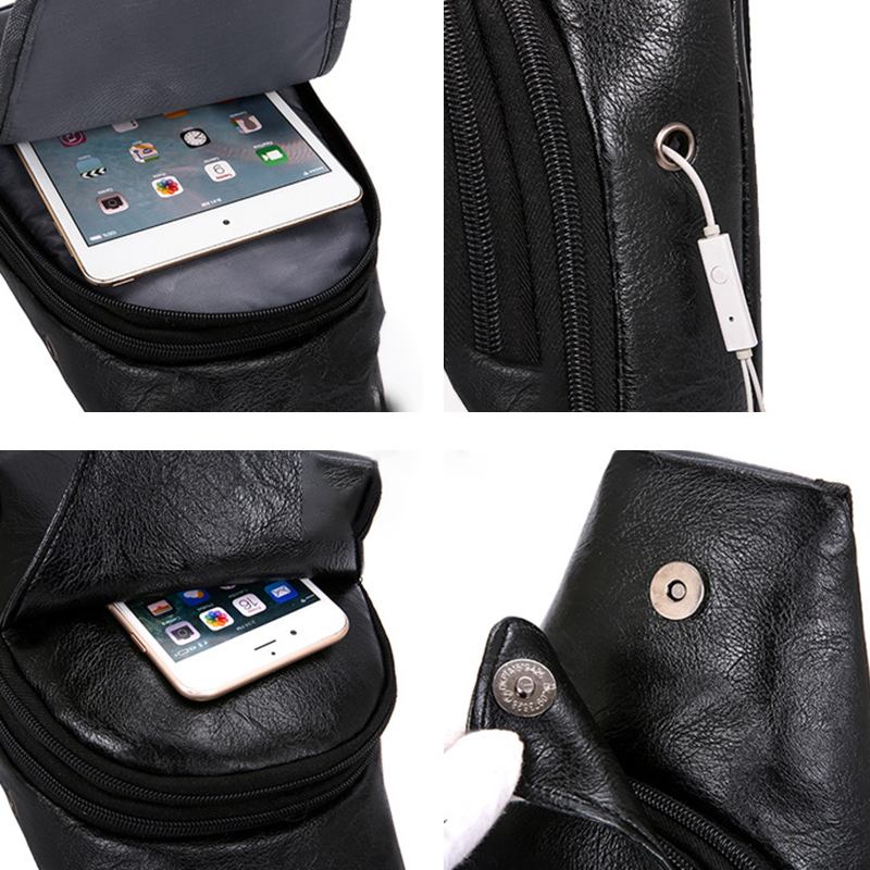 Menn Multifunksjonell Usb Crossbody Veske Bryst Veske Skulderveske Business Outdoor