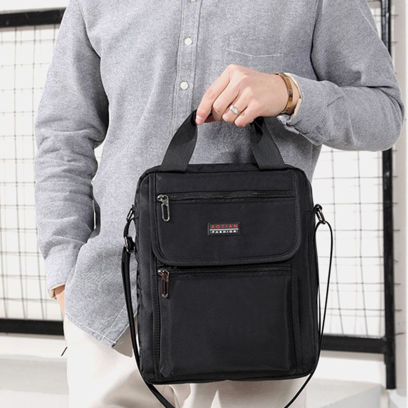 Menn Nylon Fritids Brief Vanntett Multi-pocket Multi-purpose 12 Tommers Bærbar Veske Håndveske Skulderveske Crossbody Veske