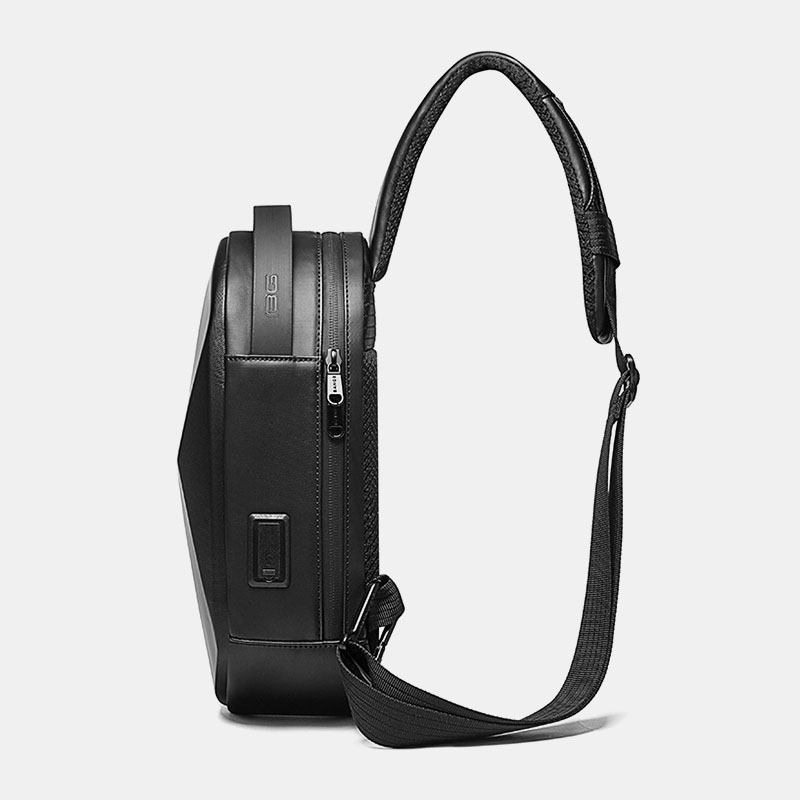 Menn Oxford Anti-theft Usb Lading Polyhedron Vanntett Outdoor Crossbody Veske Bryst Veske Sling Bag