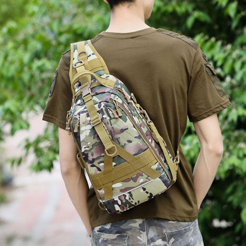 Menn Oxford Camo Multifunksjon Vanntett Utendørs Sport Ridning Taktisk Skulderveske Crossbody Veske Brystveske