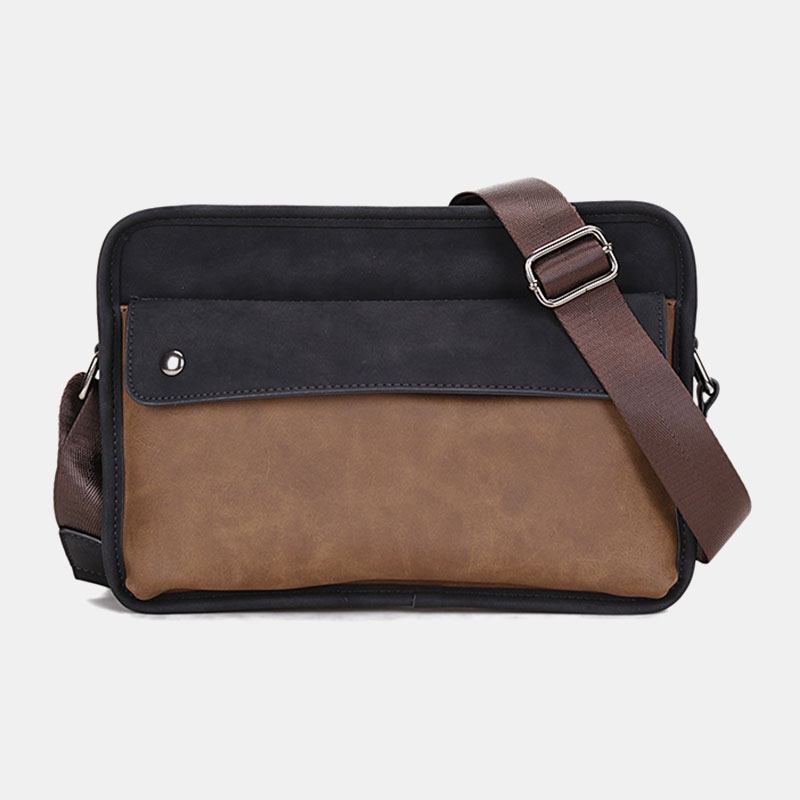 Menn Pu Leather Anti-theft British Retro Crossbody Bags Skulderveske Messenger Bag