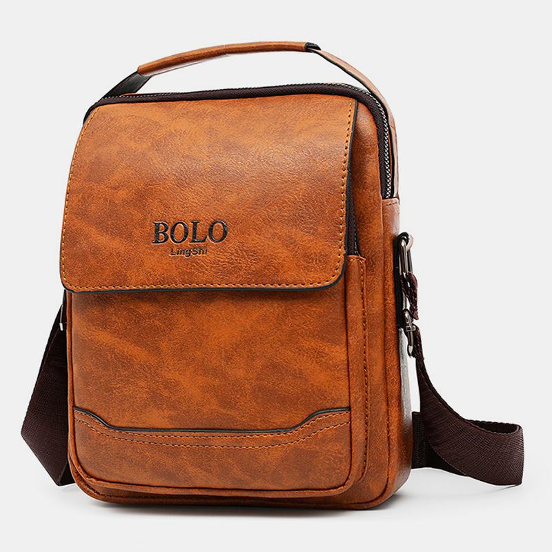 Menn Pu-skinn Anti-tyveri Med Flere Lommer Retro Crossbody-vesker Skulderveske Håndveske Messenger Veske Koffert