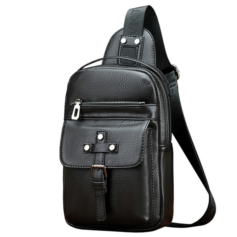 Menn Pu Skinn Business Fritids Brystveske Crossbody Skulderveske For Fritid