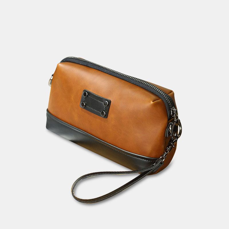 Menn Pu-skinn Ensfarget Tyverisikring Uformell Telefonveske Crossbody-veske Skulderveske