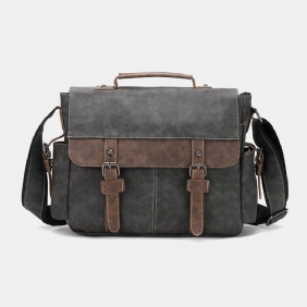 Menn Pu-skinn Flap-over Crossbody-vesker Med Stor Kapasitet Uformell Mote Messenger-veske Med Flere Lommer Håndveske Skulderveske