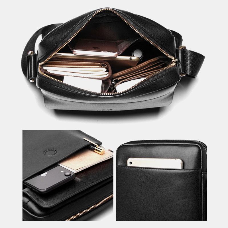 Menn Pu-skinn Multi-rom Slitasjebestandig Crossbody Veske Skulderveske Business Fritids 6.3 Tommers Telefonveske