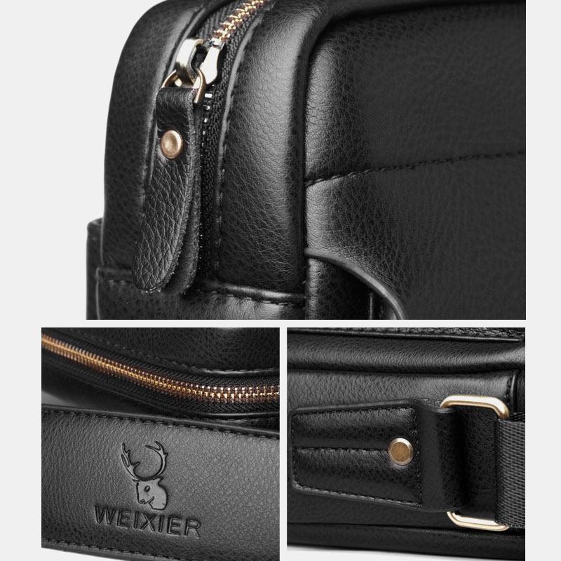 Menn Pu-skinn Multi-rom Slitasjebestandig Crossbody Veske Skulderveske Business Fritids 6.3 Tommers Telefonveske