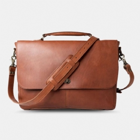 Menn Pu Skinn Multifunksjon Vintage 15.6 Tommers Anti-tyveri Koffert Til Bærbar Pc Messenger Veske Crossbody Bag