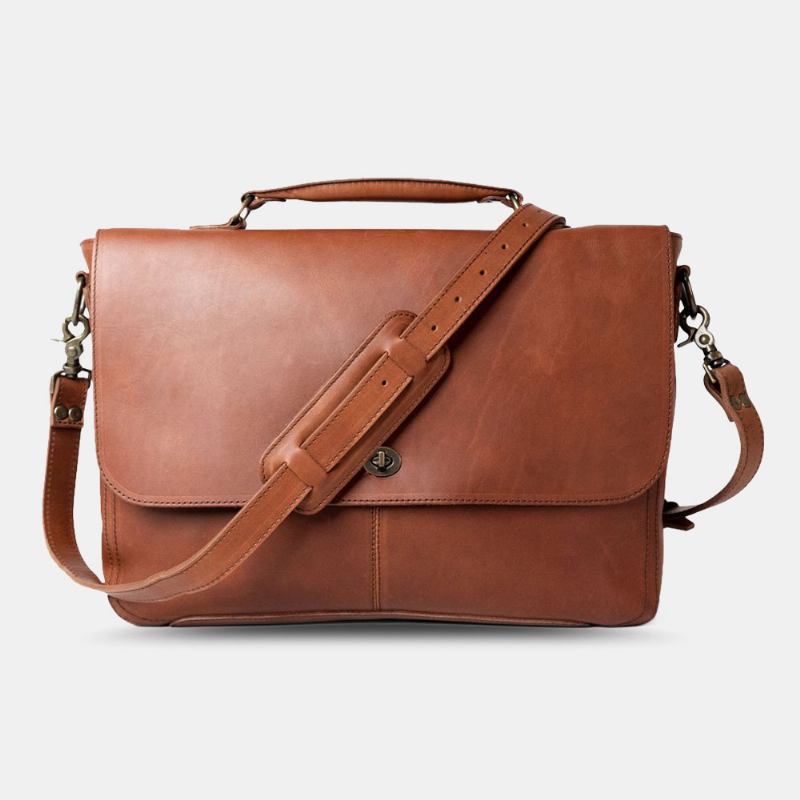 Menn Pu Skinn Multifunksjon Vintage 15.6 Tommers Anti-tyveri Koffert Til Bærbar Pc Messenger Veske Crossbody Bag