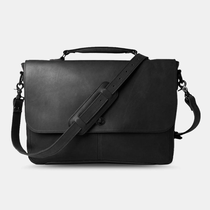 Menn Pu Skinn Multifunksjon Vintage 15.6 Tommers Anti-tyveri Koffert Til Bærbar Pc Messenger Veske Crossbody Bag