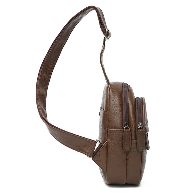 Menn Pu-skinn Vanntett Fritids Crossbody-veske Brystveske Sykling Outdoor Sports Skulderveske