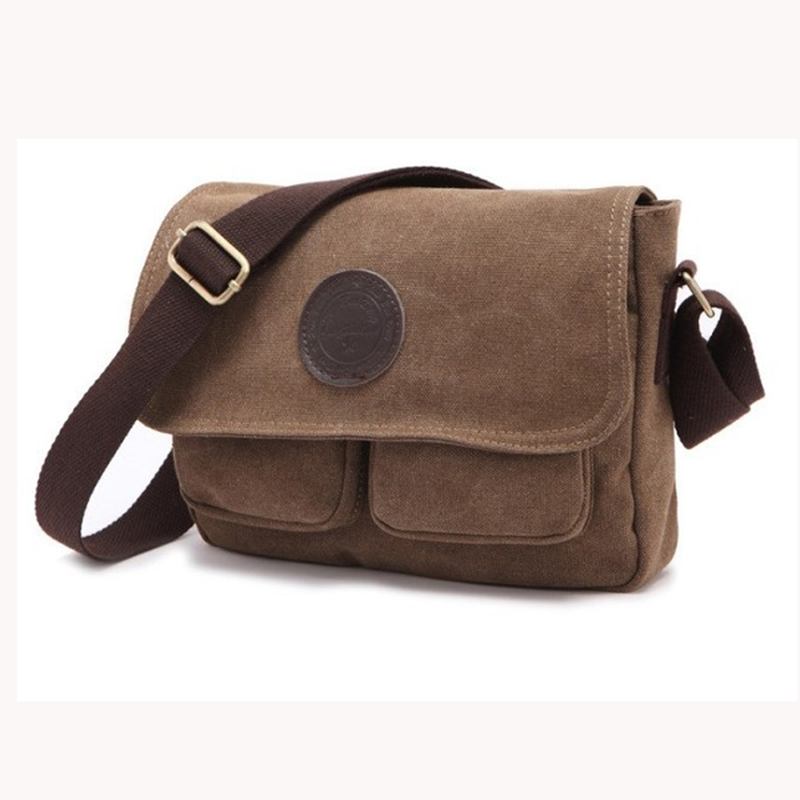 Menn Retro Crossbody Veske Canvas Skulderveske Messenger