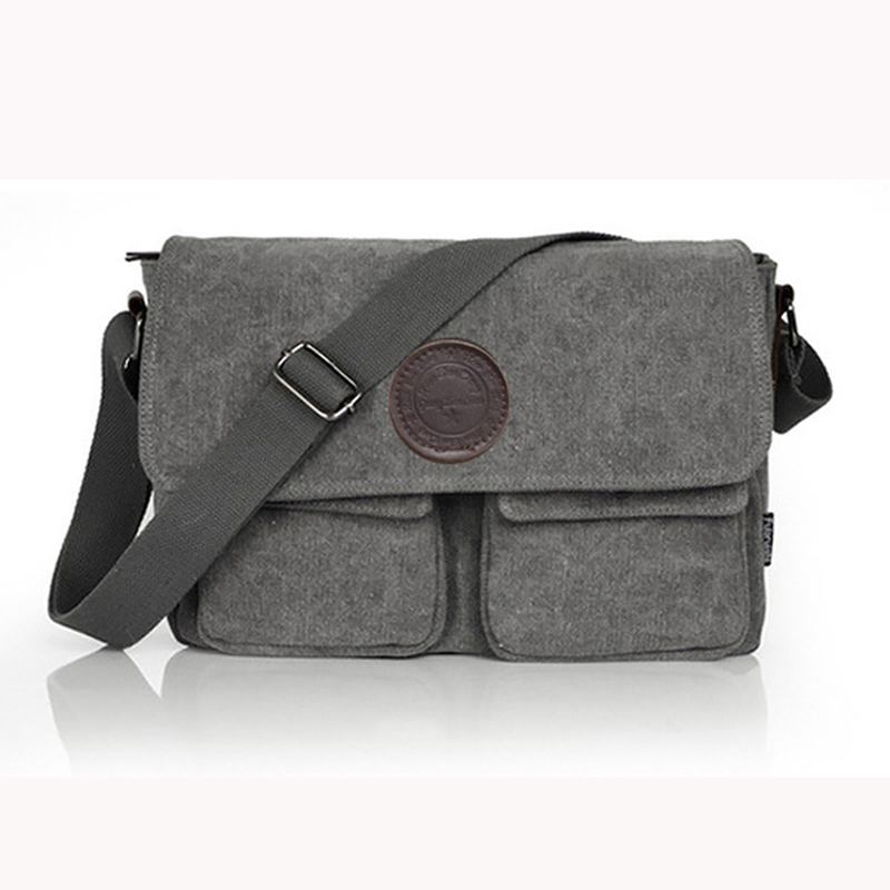 Menn Retro Crossbody Veske Canvas Skulderveske Messenger