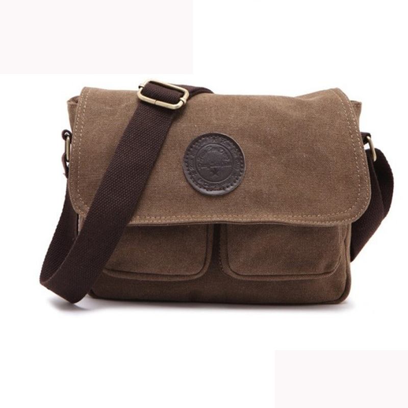 Menn Retro Crossbody Veske Canvas Skulderveske Messenger