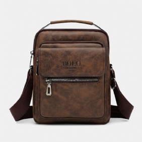 Menn Tekstur Glidelås Dekor Crossbody Veske Pu Skinn Vintage Multi-pocket Skulderveske Håndveske