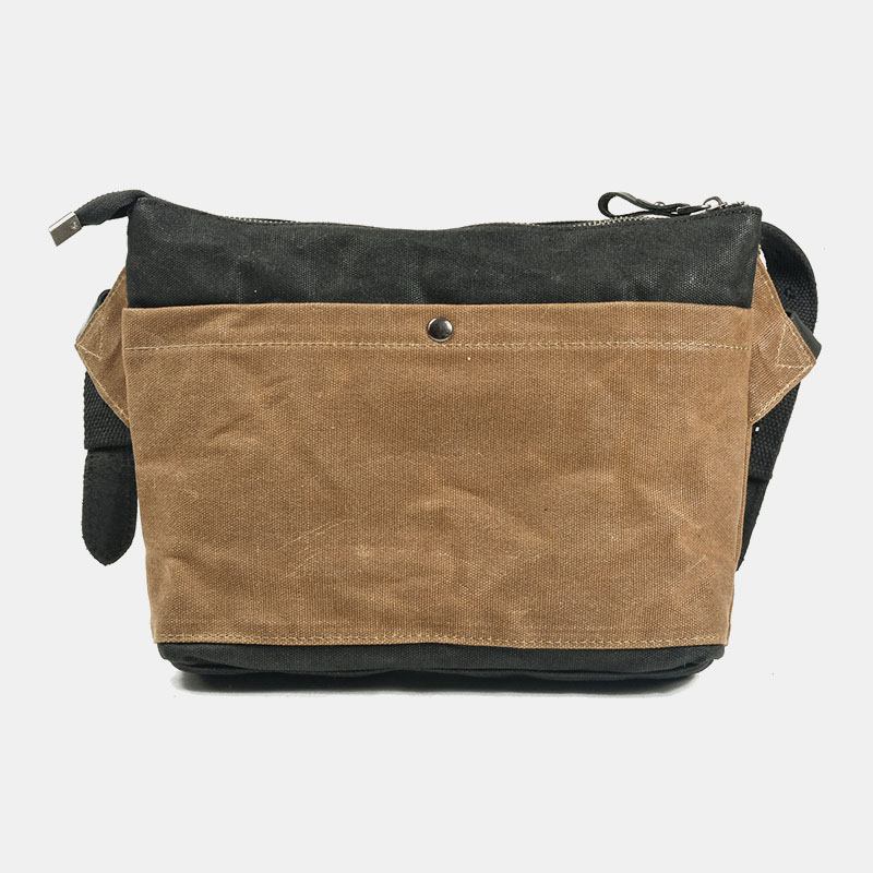 Menn Uformelt Slitasjebestandig Vanntett Lerrets-koffert Multi-pocket Farge Kontrast Crossbody Skulderveske