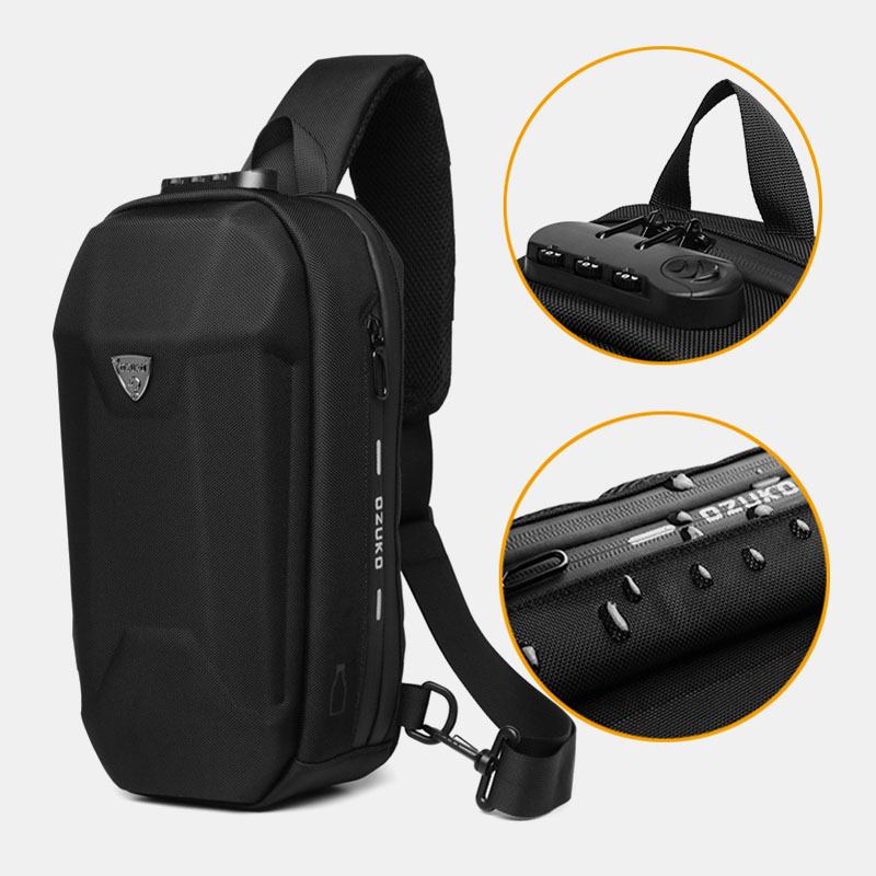 Menn Usb Lading Multi-pocket Anti-theft Vanntett Outdoor Crossbody Veske Bryst Veske Sling Bag