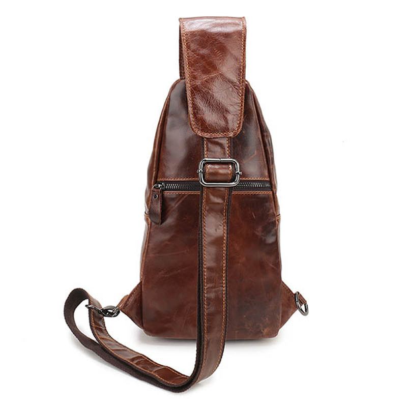 Menn Vintage Ekte Skinn Retro Crossbody Veske Brystveske