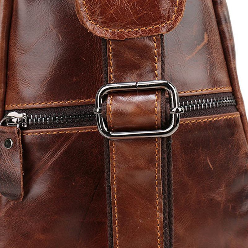 Menn Vintage Ekte Skinn Retro Crossbody Veske Brystveske