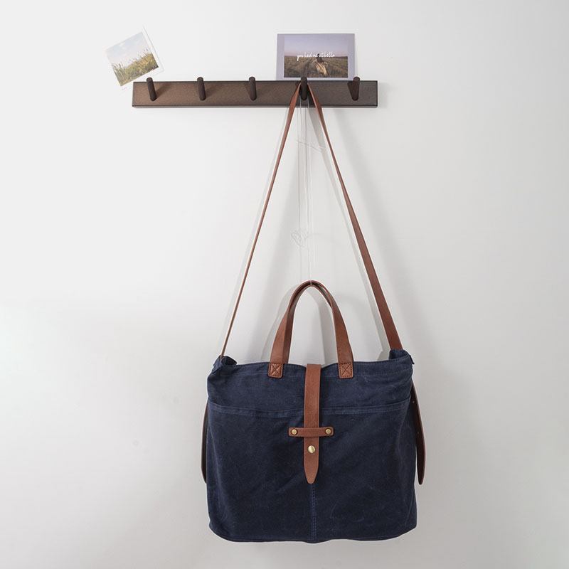 Menn Vintage Patchwork Washed Craft Canvas Crossbody Veske Koffert Lærerveske